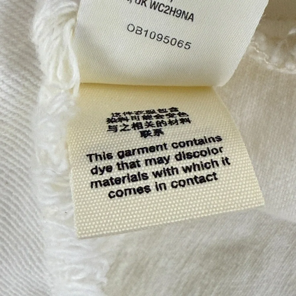 Free‎ People Side Car Mini Skirt Womens Size 28 White Denim Frayed Hem Casual - Picture 15 of 16